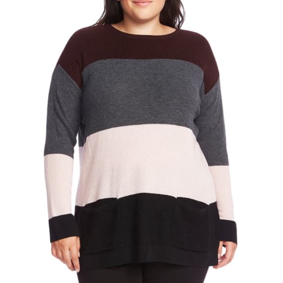 Vince Camuto Plus Size Colorblock Pocket Sweater Size 2X - Picture 1 of 7